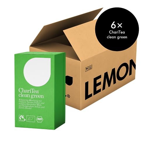 ChariTea Clean Green in Beutel - 20 Teebeutel je Packung - Bio Grüntee, Pfefferminze, Zitronengras, Mate - Fair Trade, Vegan (6 Packungen) von ChariTea