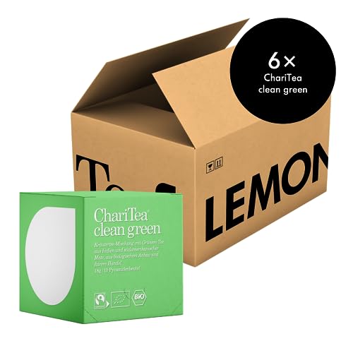 ChariTea Clean Green in Pyramiden Beutel - 10 Teebeutel je Packung - Bio Grüntee, Pfefferminze, Zitronengras, Mate - Fair Trade, Vegan - Fair Trade, Vegan (6 Packungen) von ChariTea