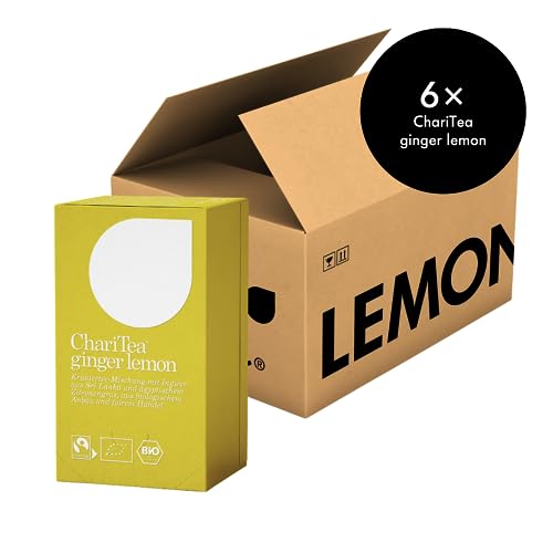 ChariTea Ginger Lemon in Beutel - 20 Teebeutel je Packung - Bio Ingwer Zitrone Tee - Fair Trade, Vegan (6 Packungen) von ChariTea