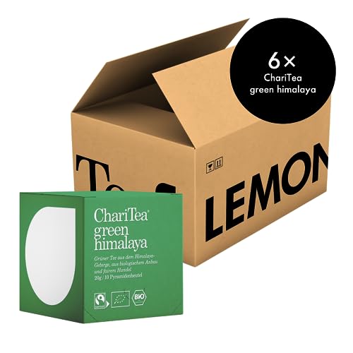 ChariTea Green Himalaya in Pyramiden Beutel - 10 Teebeutel je Packung - Bio Grüntee - Fair Trade, Vegan (6 Packungen) von ChariTea