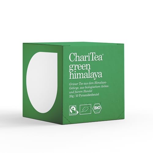 ChariTea Green Himalaya in Pyramiden Beutel - 10 Teebeutel je Packung - Bio Grüntee - Fair Trade, Vegan von ChariTea