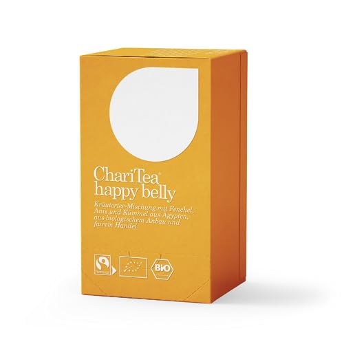 ChariTea Happy Belly in Beutel - 20 Teebeutel je Packung - Bio Kümmel, Fenchel, Anis, Kamille Tee - Fair Trade, Vegan von ChariTea