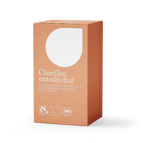 ChariTea Masala Chai in Beutel - 20 Teebeutel je Packung - Bio Schwarztee, Ingwer, Zimt Tee - Fair Trade, Vegan von ChariTea