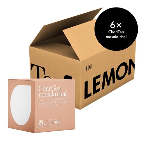 ChariTea Masala Chai in Pyramiden Beutel - 10 Teebeutel je Packung - Bio Schwarztee, Ingwer, Zimt Tee - Fair Trade, Vegan (6 Packungen) von ChariTea