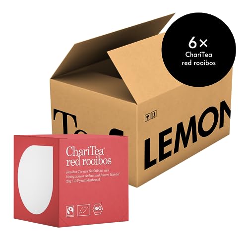 ChariTea Red Rooibos in Pyramiden Beutel - 10 Teebeutel je Packung - Bio Rooibos/Rotbusch Tee - Fair Trade, Vegan (6 Packungen) von ChariTea