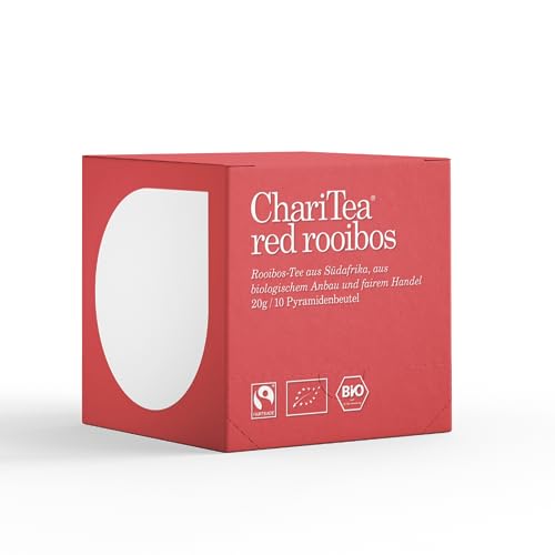 ChariTea Red Rooibos in Pyramiden Beutel - 10 Teebeutel je Packung - Bio Rooibos/Rotbusch Tee - Fair Trade, Vegan von ChariTea
