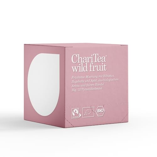 ChariTea Wild Fruit in Pyramiden Beutel - 10 Teebeutel je Packung - Bio Früchtetee mit Hibiskus, Hagebuttenschalen, Apfel, etc. - Fair Trade, Vegan von ChariTea
