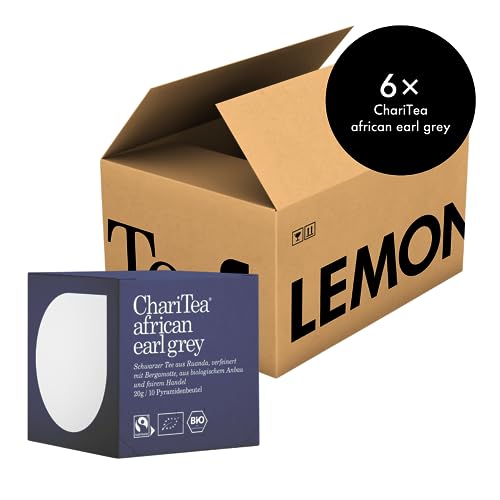 Charitea African Earl Grey in Pyramiden Beutel - 10 Teebeutel je Packung - Bio Schwarztee - Fair Trade, Vegan (6 Packungen) von ChariTea