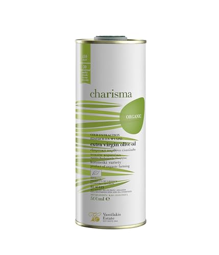 Charisma Griechisches Bio Extra Natives Olivenöl aus Kreta Dose, 500 ml - Kaltextraktion von Charisma