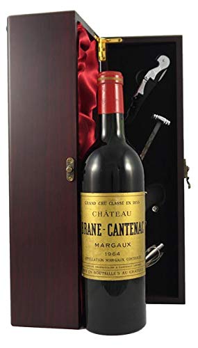 Chateau Brane Cantenac 1964 2eme Grand Cru Classe Margaux in einer mit Seide ausgestatetten Geschenkbox, da zu 4 Weinaccessoires, 1 x 750ml von Chateau Brane Cantenac