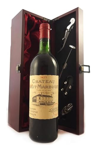 Chateau Haut Marbuzet 1977 Saint Estephe (Red wine) in einer mit Seide ausgestatetten Geschenkbox, da zu 4 Weinaccessoires, 1 x 750ml von Chateau Haut Marbuzet