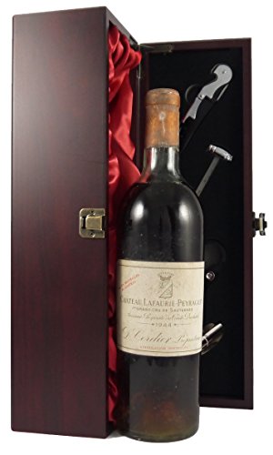 Chateau Lafaurie Peyraguey 1944 1er Cru Classé Sauternes in einer mit Seide ausgestatetten Geschenkbox. Da zu vier Wein Zubehör, Korkenzieher, Giesser, Kapselabschneider,Weinthermometer, 1 x 750ml von Lafaurie Peyraguey