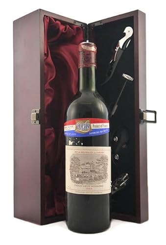 Chateau Lafite Rothschild 1966 1er Grand Cru Classe Pauillac (Red wine) Mid Shoulder in einer mit Seide ausgestatetten Geschenkbox, da zu 4 Weinaccessoires, 1 x 750ml von Chateau Lafite Rothschild