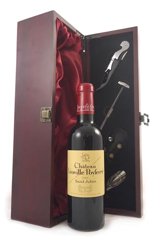 Chateau Leoville - Poyferre 2010 St Julien 2eme Grand Cru Classe (1/2 bottle) in einer mit Seide ausgestatetten Geschenkbox, da zu 4 Weinaccessoires, 1 x 375ml von Chateau Leoville -