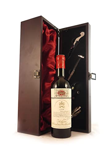 Chateau Mouton Rothschild 1956 1er Cru Grand Classe Pauillac (1/2 bottle) in einer mit Seide ausgestatetten Geschenkbox, da zu 4 Weinaccessoires, 1 x 375ml von Chateau Mouton Rothschild