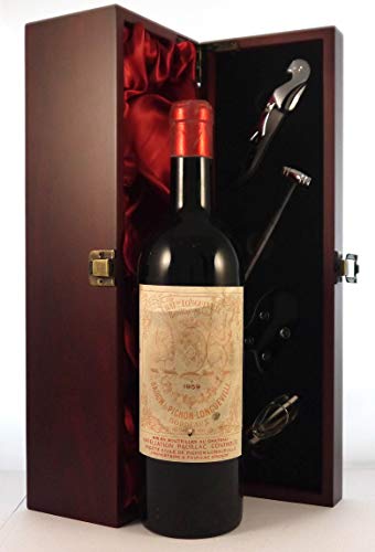 Chateau Pichon Longueville Baron 1959 2eme Grand Cru Classe Pauillac in einer mit Seide ausgestatetten Geschenkbox, da zu 4 Weinaccessoires, 1 x 750ml Chateau Pichon Longueville Baron 1959 2eme Grand Cru Classe Pauillac in einer mit Seide ausgestatetten Geschenkbox, da zu 4 Weinaccessoires, 1 x 750ml von Chateau Pichon Longueville