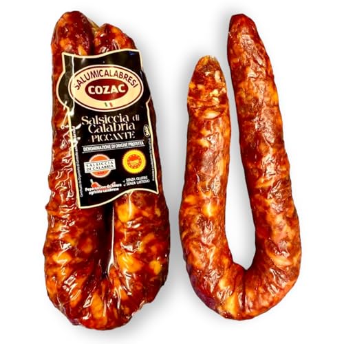 Salsiccia Ricurva calabrese DOP rossa piccante italienische scharfe Salami Chiliwurst G.U. aus Kalabrien Chilisalami (300gr) von CheSud