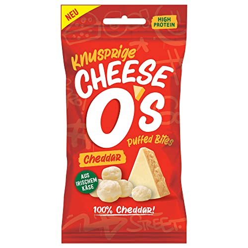CheeseOs Knusprige Puffed Käse Bites | Cheddar Multipack 10x25g | High Protein | Wenig Kohlenhydrate | Keto-freundlich | Vegetarisch | Glutenfrei von Cheese O's