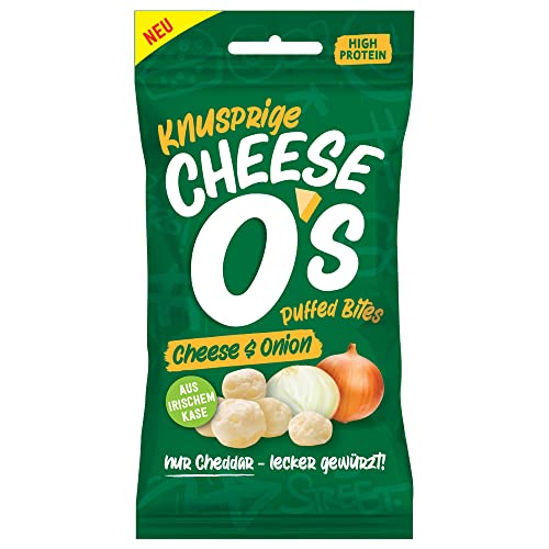 CheeseOs Knusprige Puffed Käse Bites | Cheese & Onion Multipack 10x25g | High Protein | Wenig Kohlenhydrate | Keto-freundlich | Vegetarisch | Glutenfrei von Cheese O's
