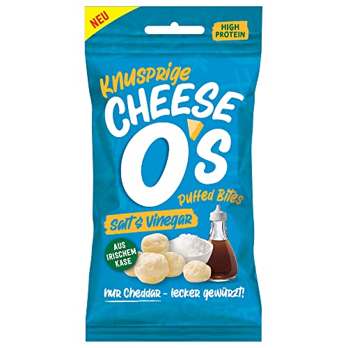 CheeseOs Knusprige Puffed Käse Bites | Salt & Vinegar Multipack 10x25g | High Protein | Wenig Kohlenhydrate | Keto-freundlich | Vegetarisch | Glutenfrei von Cheese O's