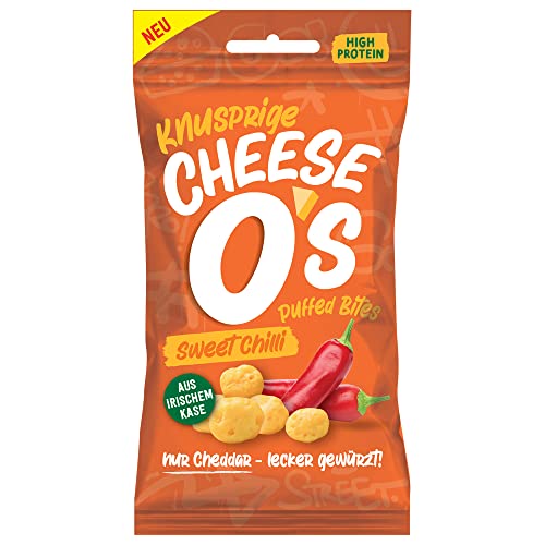 CheeseOs Knusprige Puffed Käse Bites | Sweet Chilli Multipack 10x25g | High Protein | Wenig Kohlenhydrate | Keto-freundlich | Vegetarisch | Glutenfrei von Cheese O's