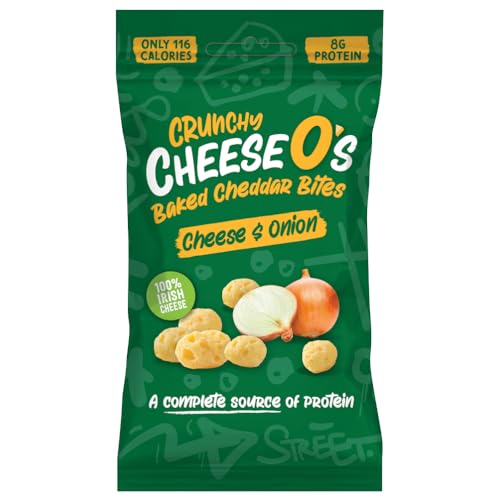 CheeseO's - Knusprig Gepufft Käse Snacks - Cheese & Onion 20g (Pack of 10) - Keto Snack - Proteinreich - Vegetarisch - Glutenfrei - käse chips - Gesunder snacks, gebacken und lecker von CheeseO's