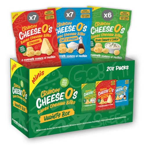 CheeseO's Minis - Knusprig Gepufft Käse Snacks - Mischpaket Multipack 10g (Pack of 20) - Keto Snack - Proteinreich - Vegetarisch - Glutenfrei - käse chips - Gesunder snacks, gebacken und lecker von CheeseO's