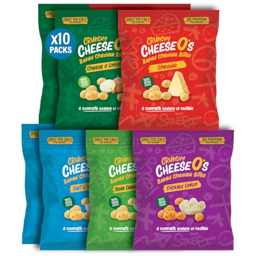 CheeseO's - Knusprig Gepufft Käse Snacks - Mischpaket Multipack 40g (Pack of 10) - Keto Snack - Proteinreich - Vegetarisch - Glutenfrei - käse chips - Gesunder snacks, gebacken und lecker von CheeseO's