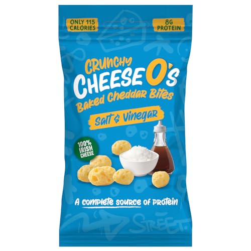 CheeseO's - Knusprig Gepufft Käse Snacks - Salt & Vinegar 20g (Pack of 10) - Keto Snack - Proteinreich - Vegetarisch - Glutenfrei - käse chips - Gesunder snacks, gebacken und lecker von CheeseO's