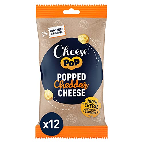 Cheesepop Überraschenderweise Knusprig & Luftig, Geringfügig Spicy & Cremig | Reich an Eiweiß | 100% Cheddar Käse Gepoppter Imbiss, 12x20g von Cheesepop