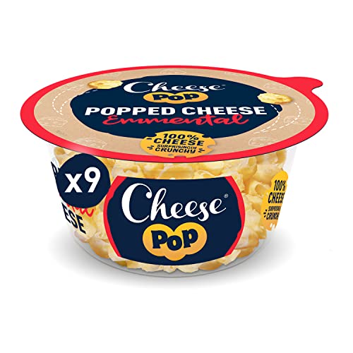 Cheesepop Überraschenderweise Knusprig & Luftig, Geringfügig Glatt & Nussig | Eiweißreiche | 100% Emmental Käse Geknallt Snack, 9x65g von Cheesepop