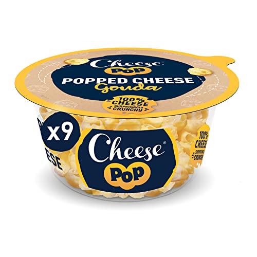 Cheesepop Überraschenderweise Knusprig & Luftig, Köstlich Cremig & Vielseitig Hart | Reich an Eiweiß | 100% Gouda Käse Gepoppter Imbiss, 9x65g von Cheesepop