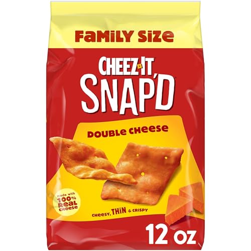 Cheez-It Snap'd Cheese Cracker Chips, Thin Crisps, Lunch Snacks, Double Cheese, 12oz Bag (1 Bag) von Cheez-It