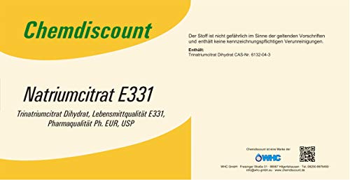 25kg Natriumcitrat (Trinatriumcitrat-Dihydrat, TNC), Pharmaqualität und Lebensmittelqualität E331 von Chemdiscount