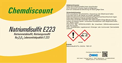 25kg Natriumdisulfit (Natriummetabisulfit, Natriumpyrosulfit) Lebensmittelqualität E 223, Sackware von Chemdiscount