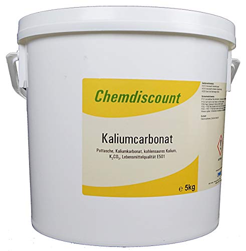 Kaliumcarbonat Pottasche E501 Lebensmittelqualität 5 kg im stabilen Eimer versandkostenfrei! von Chemdiscount