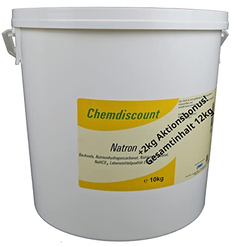 10kg + 2kg Bonus (12kg) Natron Lebensmittelqualität E500ii (Backsoda Natriumbicarbonat) von Chemdiscount