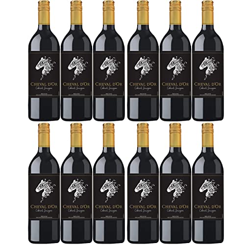 Cheval d'Or Cabernet Sauvignon Liter Rotwein Wein trocken Frankreich I Visando Paket (12 Flaschen) von Cheval d’Or