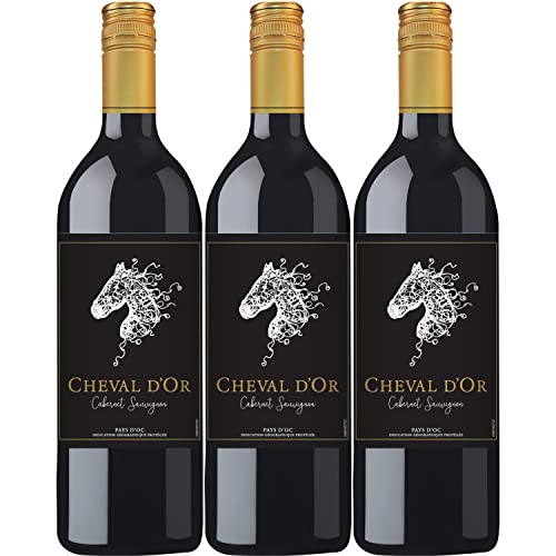 Cheval d'Or Cabernet Sauvignon Liter Rotwein Wein trocken Frankreich I Visando Paket (3 Flaschen) von Cheval d’Or