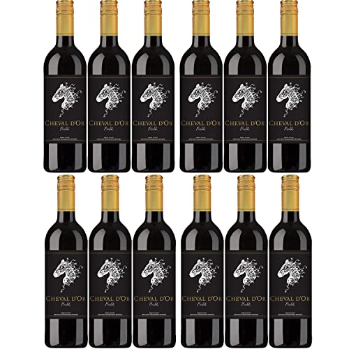 Cheval d'Or Merlot Rotwein Wein trocken Frankreich I Visando Paket (12 Flaschen) von Cheval d’Or