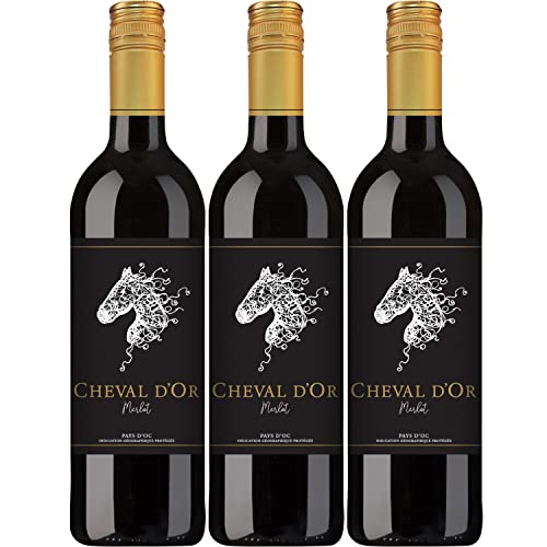 Cheval d'Or Merlot Rotwein Wein trocken Frankreich I Visando Paket (3 Flaschen) von Cheval d’Or