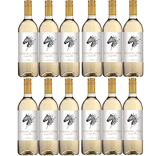 Cheval d'Or Sauvignon Blanc Liter Weißwein Wein trocken Frankreich I Visando Paket (12 Flaschen) von Cheval d’Or