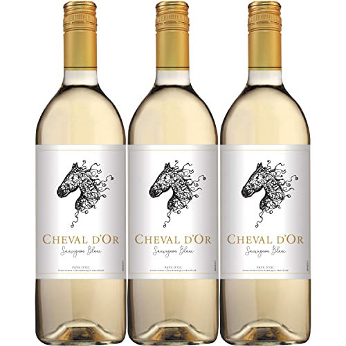 Cheval d'Or Sauvignon Blanc Liter Weißwein Wein trocken Frankreich I Visando Paket (3 Flaschen) von Cheval d’Or