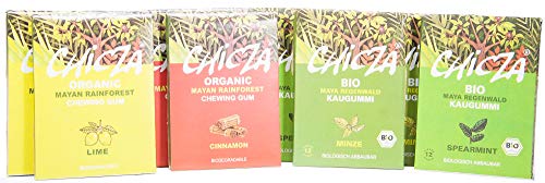 ChicZa Bio-Kaugummi 2x Set 4 Sorten (2 je Sorte, insgesamt 8 Tafeln) Minze, Spearmint, Zimt, Limone (bio, vegan) Setx2 von Chicza
