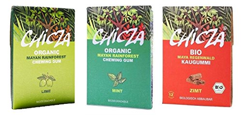 ChicZa Bio-Kaugummi Set 3 Sorten - Minze, Zimt, Limone (bio, vegan) von Chicza