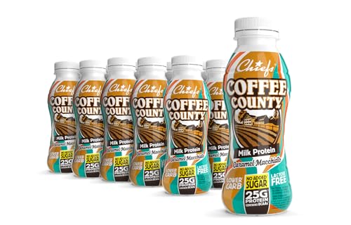 Chiefs Milk Protein Drink mit 25g Protein und BCAA • High Protein Shake Low Carb, laktosefrei, zuckerarm • 10er Packung je 330ml (Coffee County) von Chiefs
