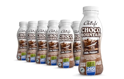Chiefs Milk Protein Drink mit 26g Protein und BCAA • High Protein Shake Low Carb, laktosefrei, zuckerarm • 10er Packung je 330ml (Choco Mountain) von Chiefs