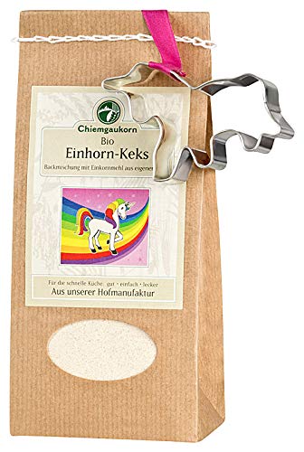 Chiemgaukorn Bio Chiemgauer Einhorn-Keks, Keks-Backmischung mit Keks-Austecher 270 g von Chiemgaukorn