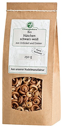 Chiemgaukorn Bio Hütchen schwarz-weiß, 250 g Nudeln aus Dinkel und Emmer von Chiemgaukorn