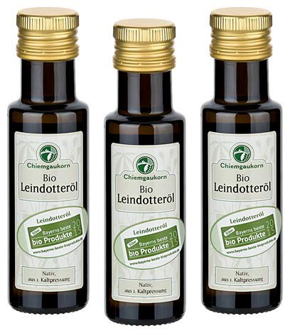Chiemgaukorn Bio Leindotteröl, nativ, 3 x 100 ml Vorratsset von Chiemgaukorn